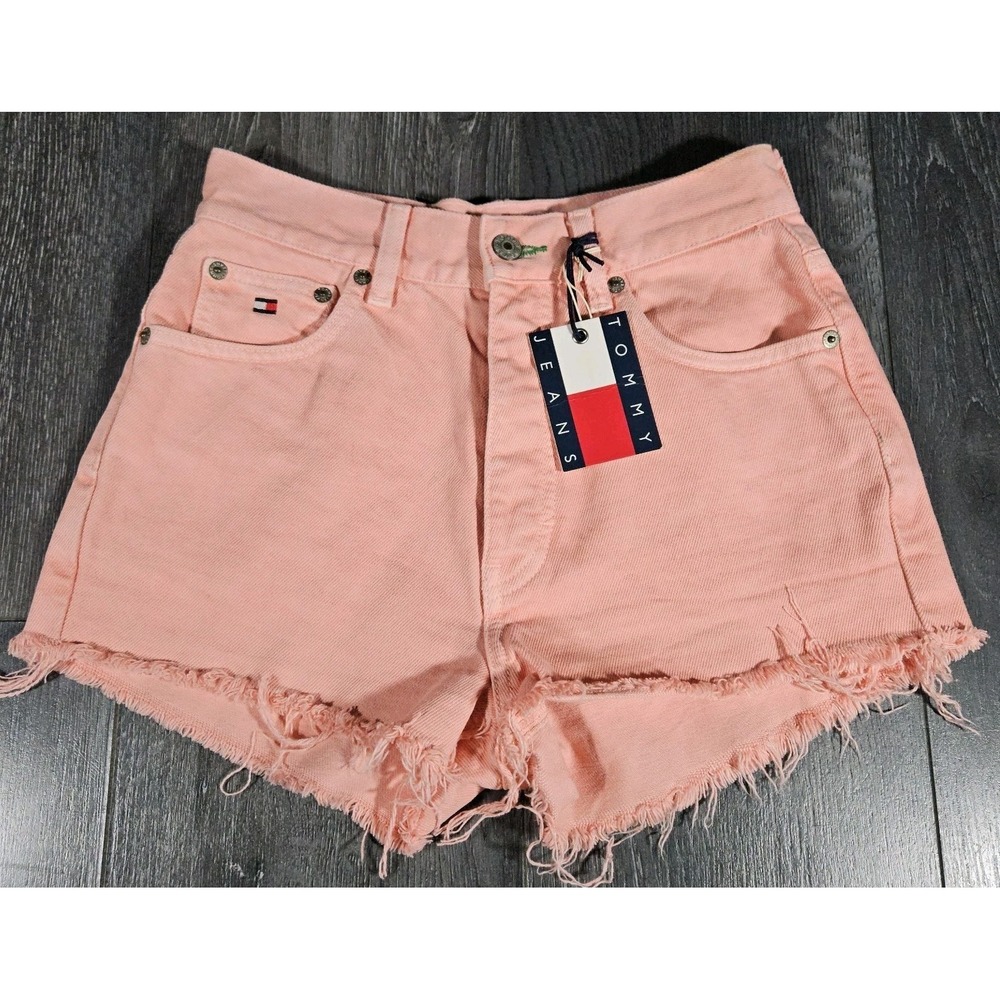 VTG NWT Tommy Jeans High Waist Short Women 24 Pink Barbie Baby Doll Fringe Y2K
